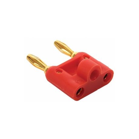 Adaptador de 2 plugs tipo banana a 2 jacks tipo banana, rojo