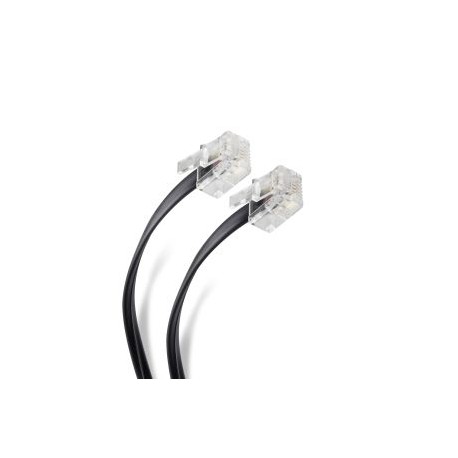 Cable plug a plug RJ11 de 2.1m, para extensión telefónica, negro