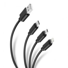 Cable 3 en 1, USB a LIGHTNING / micro USB / USB C, de 1,2 m