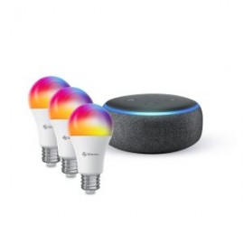 Alexa* ECHO DOT 3ª Gen más 3 focos Wi-Fi (ECHO DOT NE / SHOME-120)