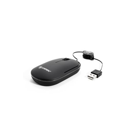 Mouse USB con cable retráctil y luz LED