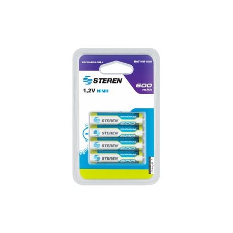 Paquete de 4 pilas recargables "AAA" NiMH 600 mAh