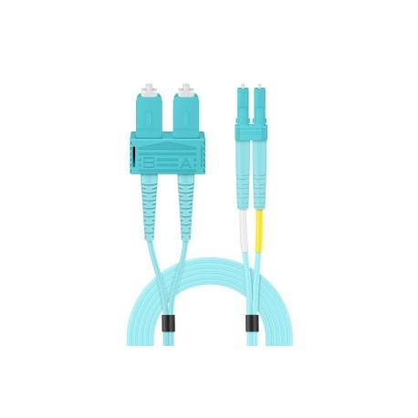 Jumper de FO dúplex MM (OM3), cable tipo Riser de 2 mm, LC/UPC a SC/UPC, de 5 m