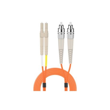 Jumper de FO dúplex MM (OM1) cable tipo Riser de 2 mm LC/UPC a FC/UPC, de 5 m