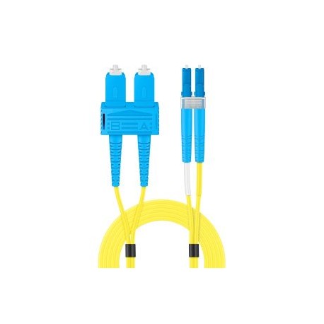 Jumper de FO dúplex SM (OS2) cable tipo Riser de 2 mm SC/UPC a LC/UPC de 5 m