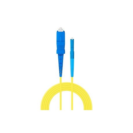 Jumper de FO simplex SM (OS2) cable tipo Riser de 2 mm, SC/UPC a LC/UPC de 5 m