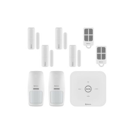 Sistema de seguridad Wi-Fi* con alarma, 6 sensores y 2 controles remoto