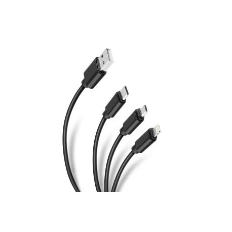 Cable 3 en 1, USB a LIGHTNING / micro USB / USB C, de 1,2 m