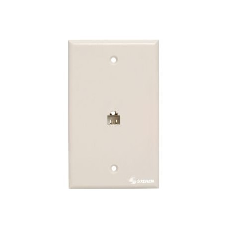 Placa de pared con jack RJ11 de 4 contactos, blanca