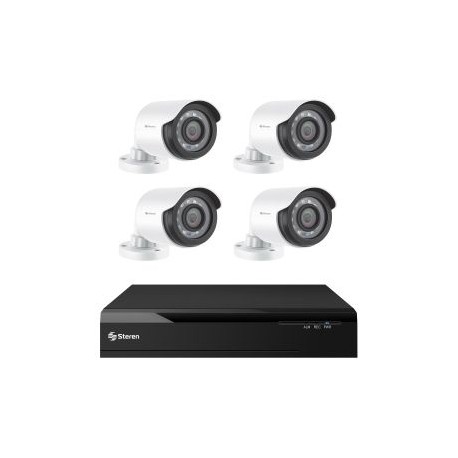 Sistema de seguridad CCTV con DVR pentahíbrido de 8 canales, 4 cámaras, disco duro y monitoreo por Internet