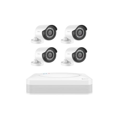 Sistema de seguridad CCTV con DVR pentahíbrido de 4 canales, 4 cámaras, disco duro y monitoreo por Internet