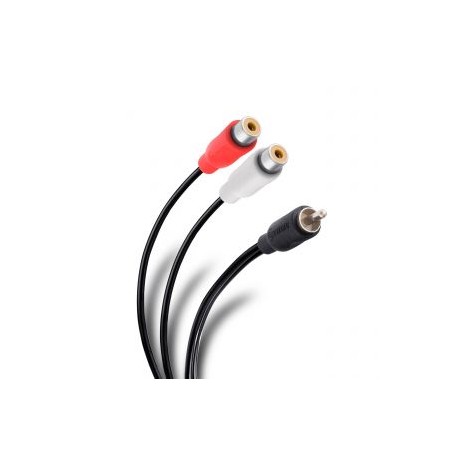 Cable RCA plug a 2 jacks, de 15 cm, ultradelgado