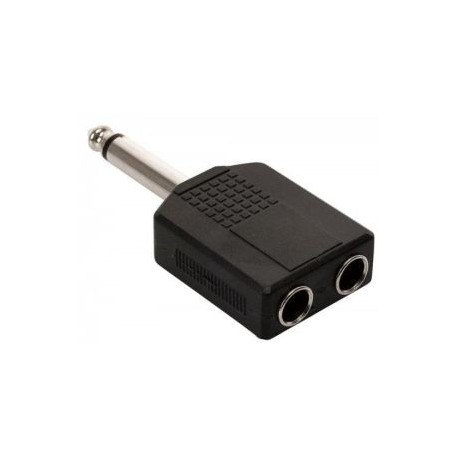 Adaptador de plug 6,3 mm a 2 jacks 6,3 mm, monoaural