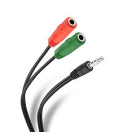 Cable auxiliar plug 3,5 mm TRRS a 2 jacks 3,5 mm de 17 cm