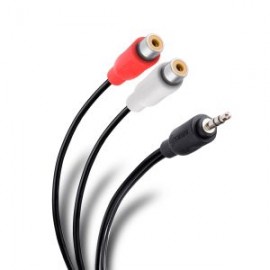 Cable plug 3,5 mm a 2 jacks RCA de 15 cm, ultradelgado