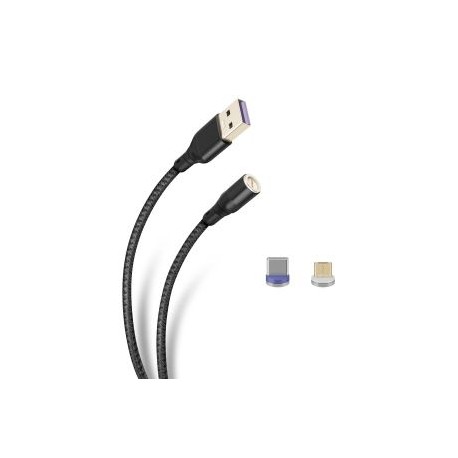 Cable magnético 2 en 1, USB a micro USB y USB C, de 1 m, tipo cordón