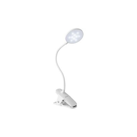 Lámpara LED con batería recargable, cuello flexible y pinza