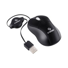 Mini mouse USB 800 DPI con cable retráctil