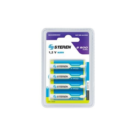 Paquete de 4 pilas recargables de alta capacidad "AA" NiMH 2500 mAh