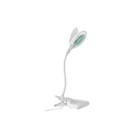 Lámpara LED con lupa (3x), cuello flexible y pinza