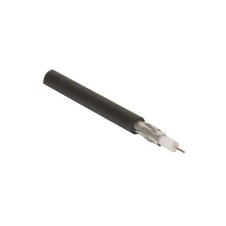 Cable coaxial RG59, 30% malla de aluminio sin estañar, negro