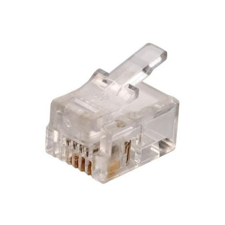 Plug telefónico modular RJ11 de 4 contactos para cable plano