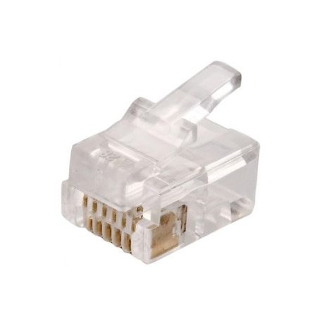 Plug telefónico modular RJ12 de 6 contactos para cable plano