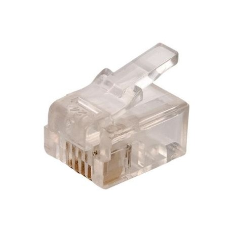 Plug telefónico modular RJ11 de 4 contactos para cable redondo