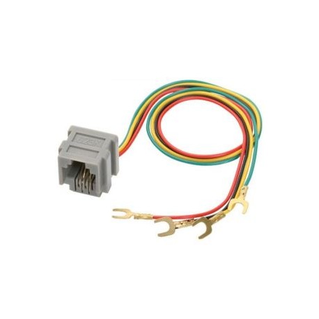 Jack RJ11 con 4 contactos y cables con terminales tipo "U"
